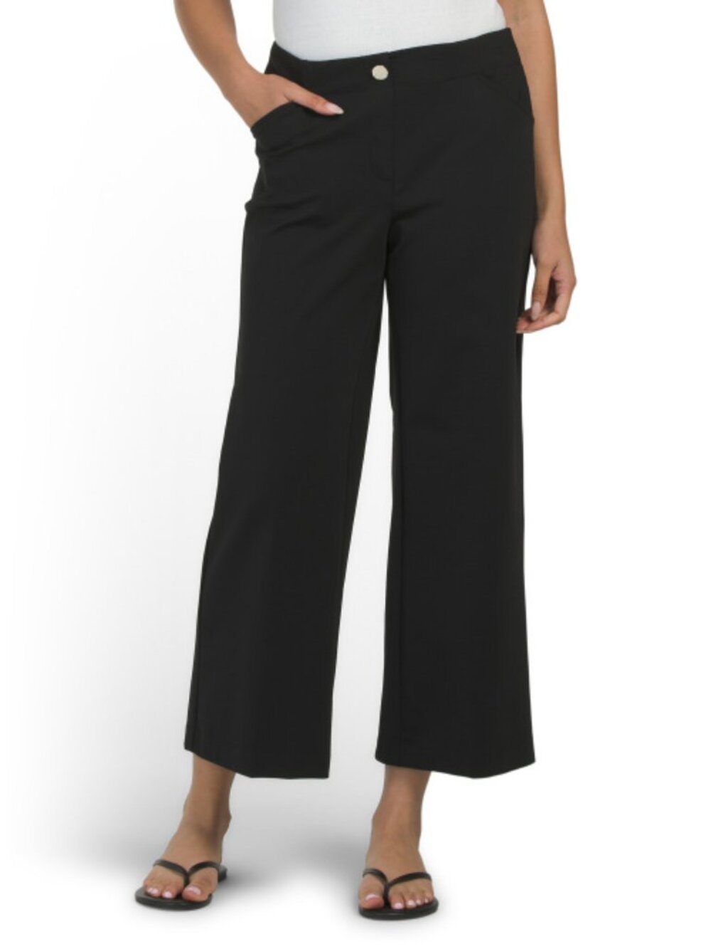 BAILEY 44 Knit Cropped Straight Leg Pull On Pants With Button Accent